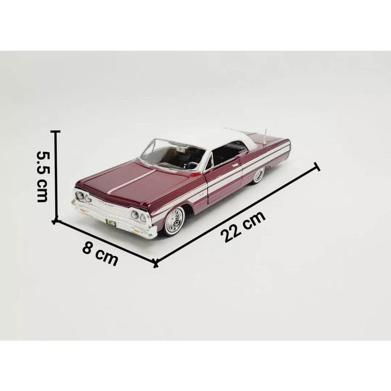 Miniatura Coleção Chevrolet Impala 1964 Bordô Metal 1:24 - Welly